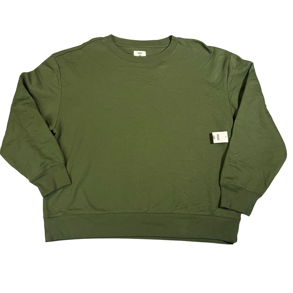 MODE OF ONE Mens XXL Army Green Crew Neck Relaxed‎ Fit Fleece Sweatshirt